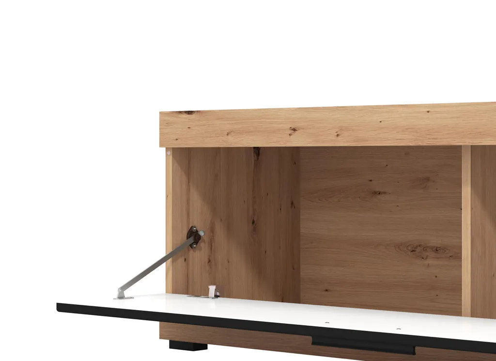 TV-Lowboard Unterschrank HiFi Element Fernsehtisch Wohnzimmer Schrank "Ruma II" Artisan Eiche/Schwarz Matt – Bild 6