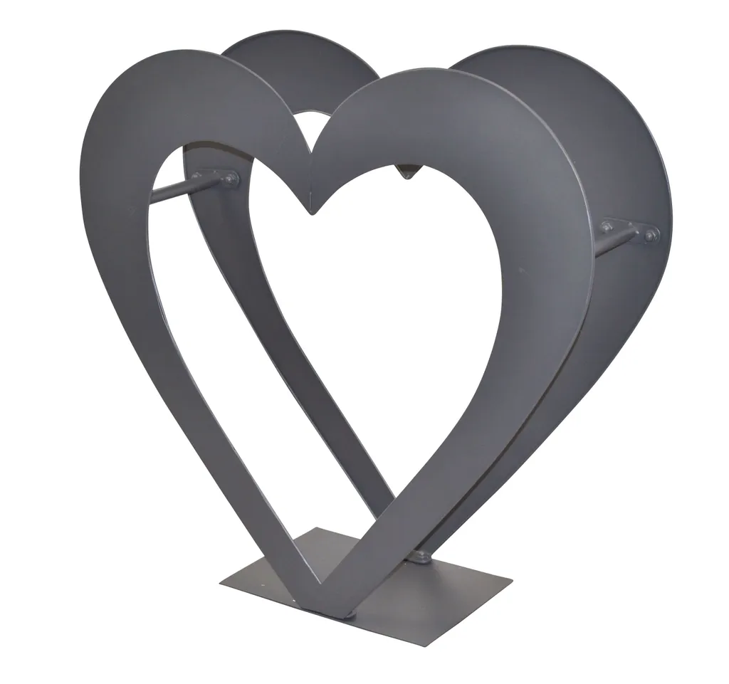 Kaminholzregal - Holzregal Aus Eisen "Herzilein" Grau – Bild 2