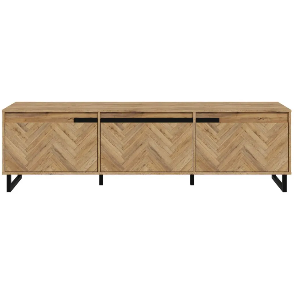 Lowboard SOLLETICO HIFI TV Fernseher Kommode Ca. 186 X 54x 42 Cm Bartex Eiche Nb. Staboptik – Bild 3