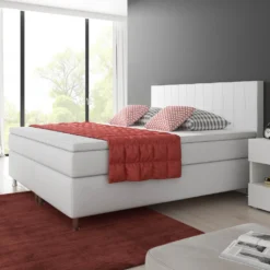 Boxspringbett ANCONA 180x200 Cm Kunstleder Weiß