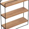 Naturn Living™ Wandregal Aus Metall Mit 3 Wandregalen - Wandetagere - Hängendes Wandregal Aus Holz - Küchen-Organizer - Wandregal 3 Ebenen - Mattschwarz