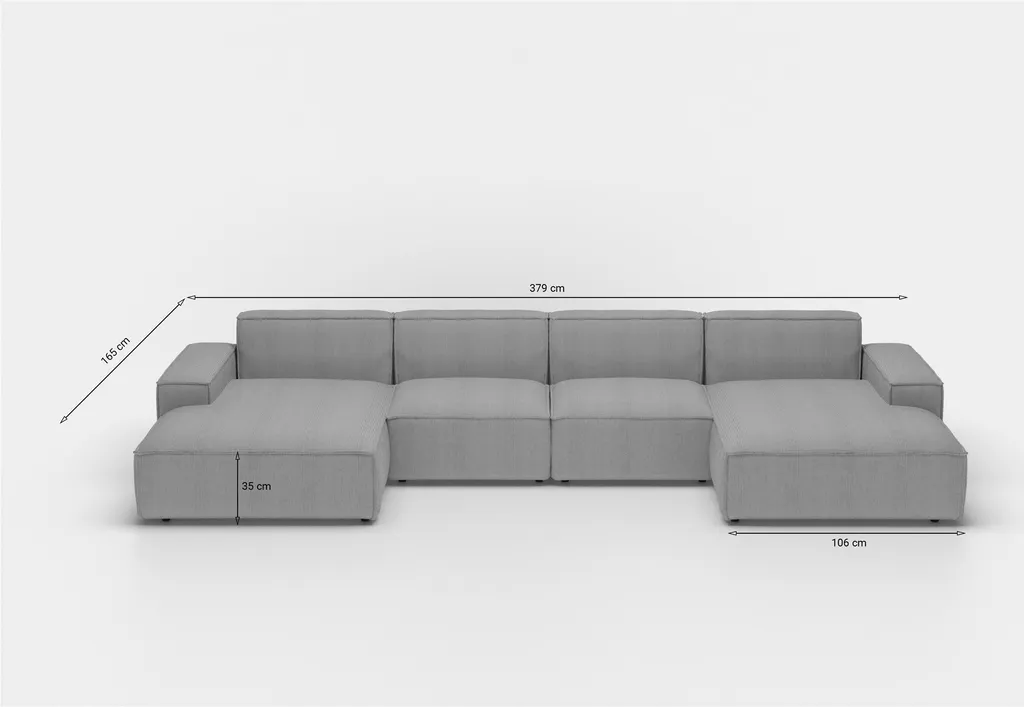 Wohnlandschaft U-Form CELES In Stoff Scala Trüffel – Bild 2