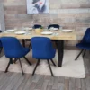 6er-Set Esszimmerstuhl HWC-K25, Küchenstuhl Lehnstuhl Polsterstuhl, Metall Samt Blau