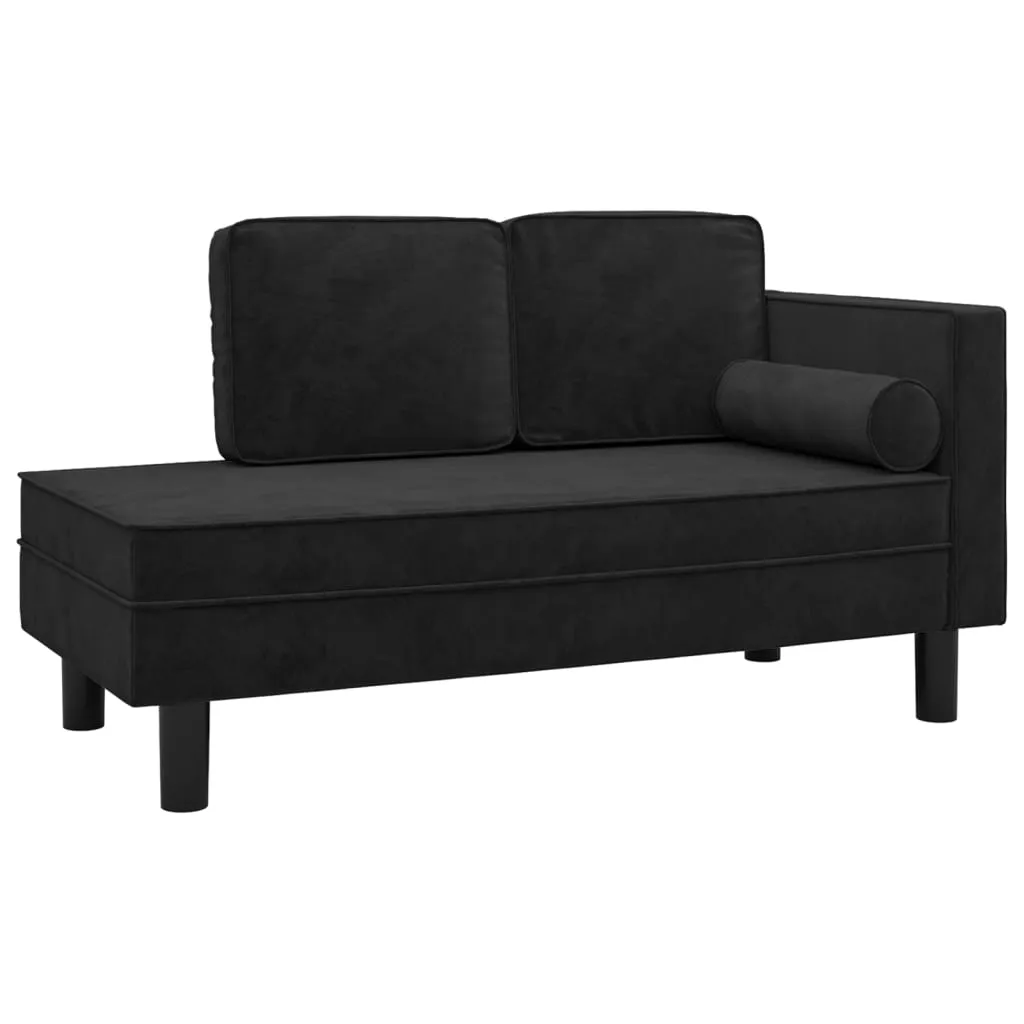 VidaXL Chaiselongue Mit Kissen Und Nackenrolle Schwarz Samt