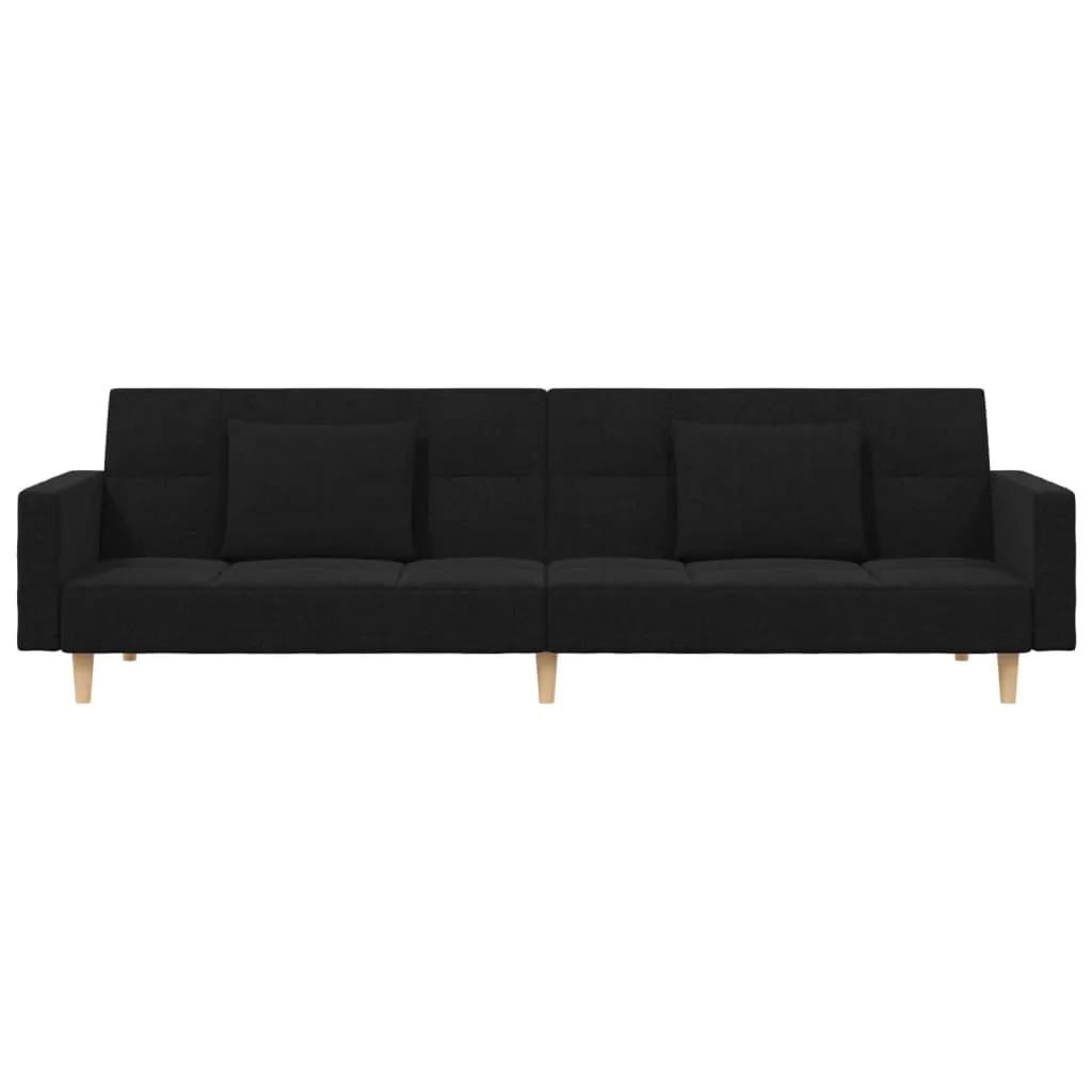 VidaXL Schlafsofa 2-Sitzer Mit 2 Kissen Schwarz Stoff – Bild 4
