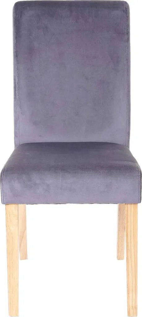 Esszimmerstuhl Littau, Stuhl Küchenstuhl, Samt Grau, Helle Beine – Bild 4