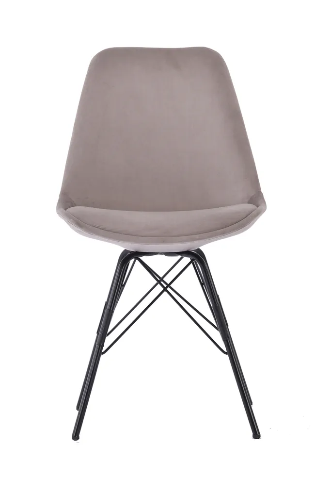 HOMEXPERTS Esszimmerstuhl Ursel 2er-Set, Metall Schwarz, Samt Hellgrau – Bild 3