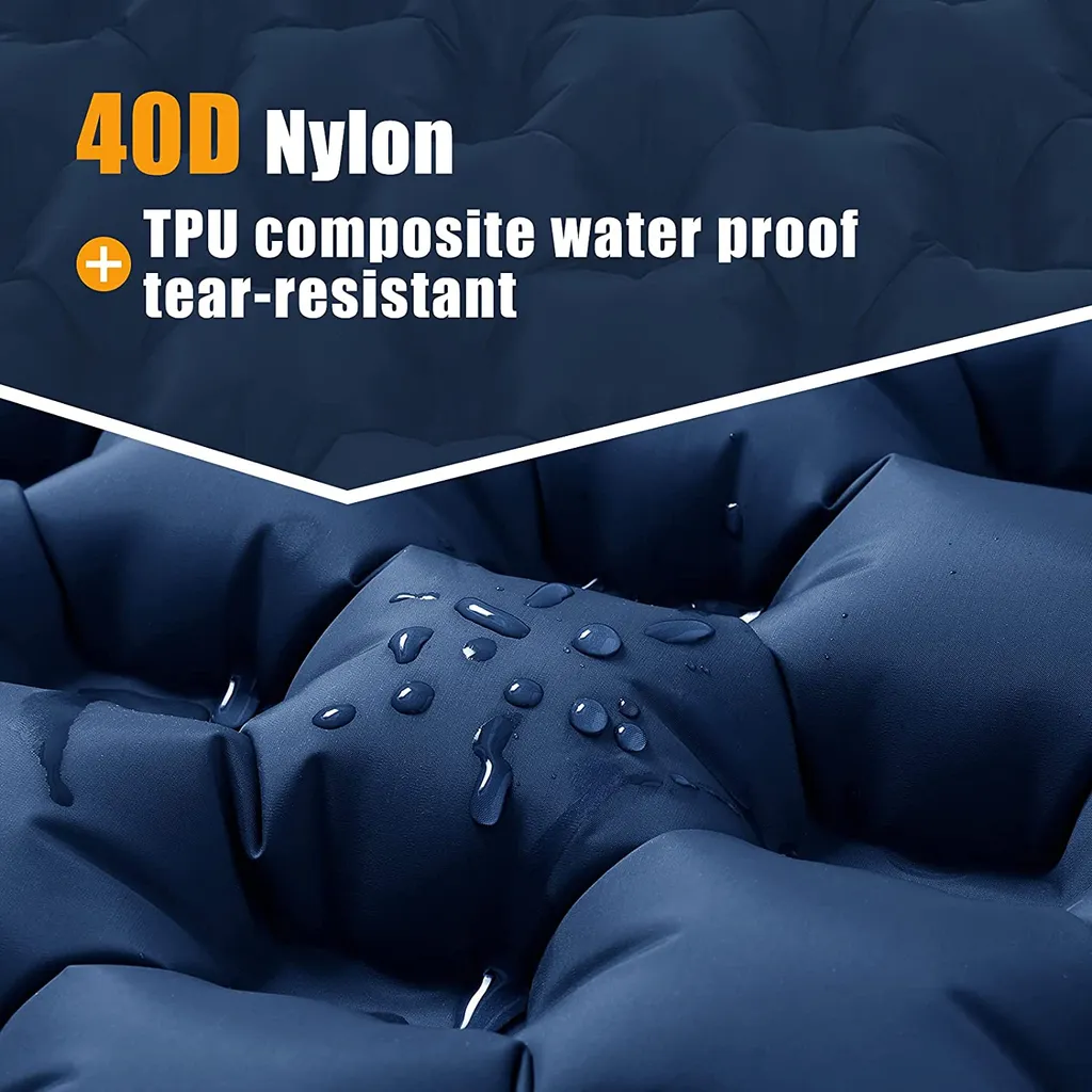 Relefree Isomatte Camping Selbstaufblasend Mit Fußpresse Kleines Packmaß Ultraleicht - Camping Luftmatratze Wasserdicht Mit Kissen , Mehrweg,Marineblau – Bild 4