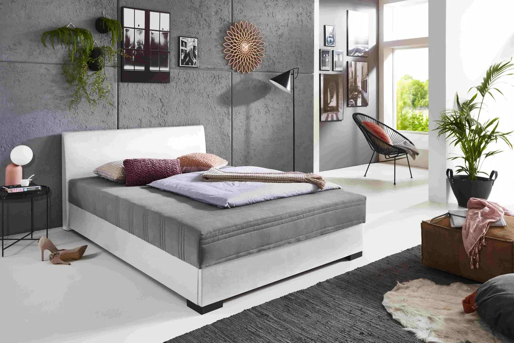 Relita Polsterbett MELS Weiß/anthrazit 140x200 Cm Mit Federkernmatratze Und Bettkasten