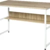 HOMCOM Schreibtisch Für Arbeitszimmer Computertisch Bürotisch Heimbüro Modernes Design Spanplatte Metall Natur 120 X 60 X 75 Cm
