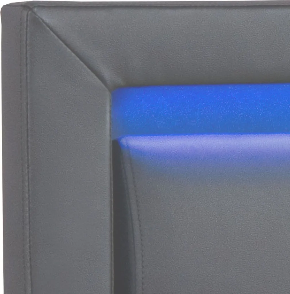 Juskys Polsterbett Murcia 140 X 200 Cm – Bett Mit LED, Lattenrost, Kopfteil & Kunstleder – Bettgestell Gepolstert, Gemütlich & Modern - Dunkel-grau – Bild 14