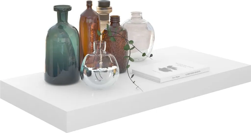 VidaXL Schwebende Wandregale 2 Stk. Hochglanz-Weiß 50x23x3,8cm MDF – Bild 3