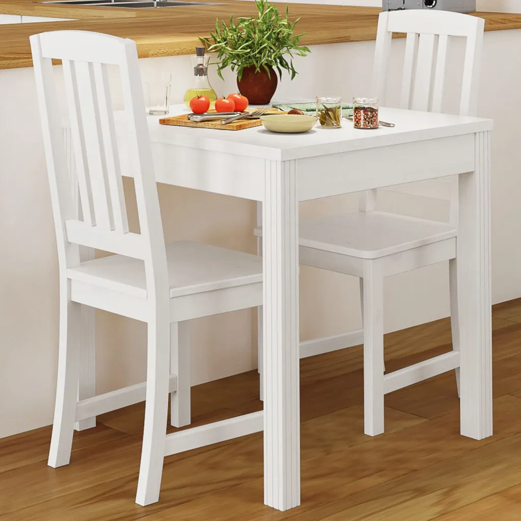 Küchenstuhl Massivholzstuhl Esszimmerstuhl Kiefer Stuhl Waschweiß 90.71-22-D W – Bild 2