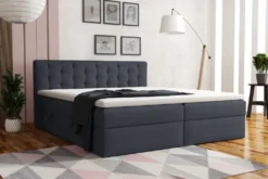 FURNIX Boxspringbett Mit Bettkasten Topper SIOUXIE Anthrazit 180x200 SR97