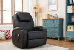 MCombo Massagesessel Fernsehsessel Relaxsessel + Heizung Mit Dreh+Schaukel Manuell Verstellbar 7020BK