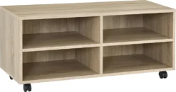 Lowboard Mit Rollen 'Gränne' 90x35x41cm Mobiles Regal TV-Schrank 4 Ablagen Fernsehregal Fernsehtisch Sonoma-Eiche