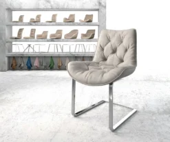 DELIFE Schwingstuhl Taimi-Flex Stripes Hellgrau Freischwinger Flach Chrom