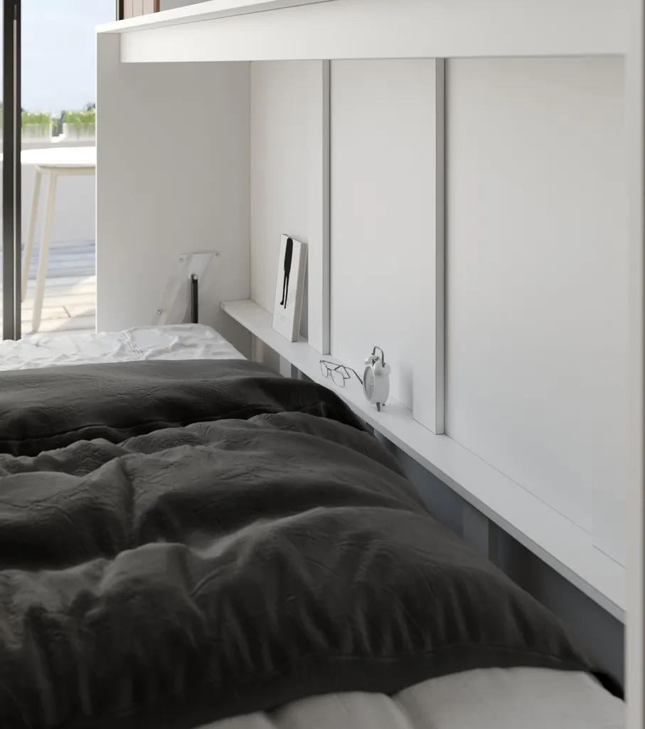 SMARTBett Schrankbett Classic 100x200cm Horizontal Weiss – Bild 6