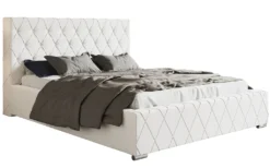 GRAINGOLD Schlafzimmerbett 180x200 Cm Madryt - Bett Mit Lattenrost Und Bettkasten - Chesterfield Bett - Weiß