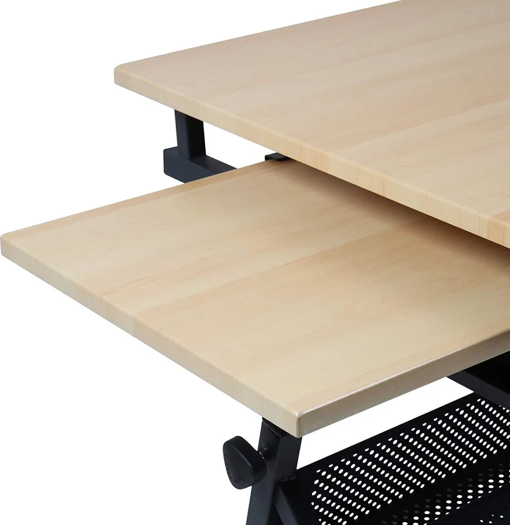MIADOMODO® Zeichentisch Mit Hocker - Tischplatte Stufenlos Neigbar, 2 Schubladen/Arbeitsflächen, Holzoptik Schwarz - Schreibtisch, Bürotisch, Arbeitstisch, Architektentisch Für Architekten/Architekten – Bild 6