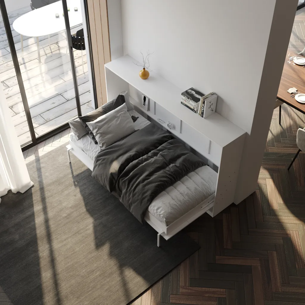 SMARTBett Schrankbett Classic 100x200cm Horizontal Weiss – Bild 8