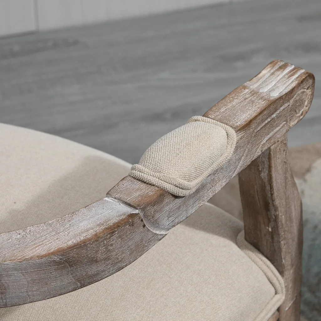 HOMCOM Esszimmerstuhl Retro-Design Küchenstuhl Mit Armlehnen Polsterstuhl Für Wohnzimmer Gummiholz Cremeweiß+ Helle Holzfarbe 56 X 55,5 X 96 Cm – Bild 10