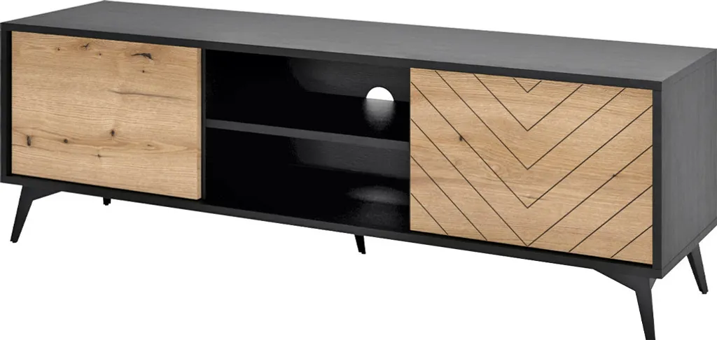 Mirjan24 TV-Lowboard Diamond RTV154, Stilvoll Schrank, Loft TV-Schrank, Wohnzimmer Kollektion (Farbe: Schwarz / Evoke Eiche) – Bild 2