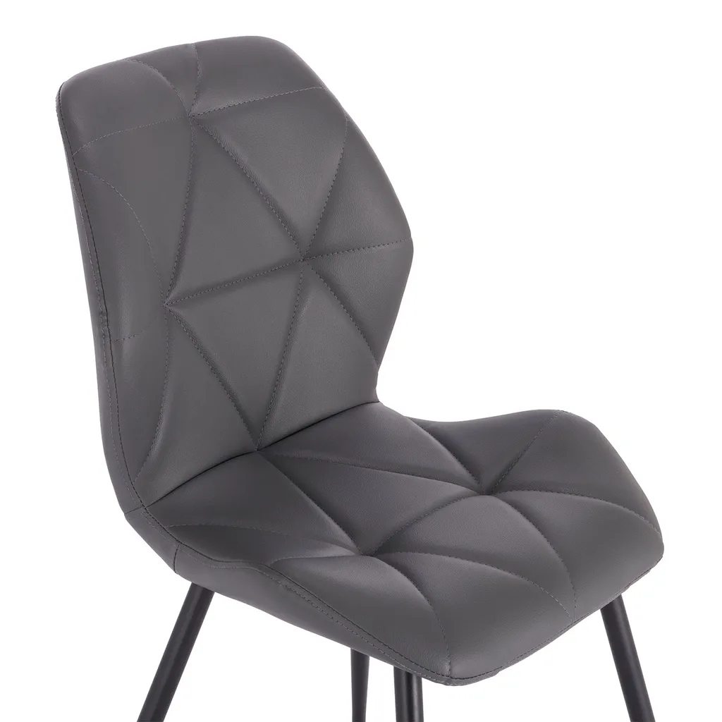 SVITA JAMIE 2er Set Esszimmerstuhl Polsterstuhl Ohne Armlehnen Kunstleder Grau – Bild 7