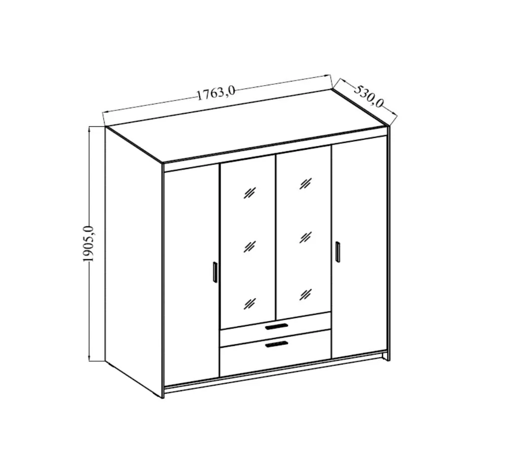 FURNIX Kleiderschrank Schrank 4-türig Mit 2 Schubladen Spiegel ELIZA 176,3 Cm Weiss – Bild 4