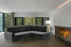 Ecksofa ESPER L-Form Mit Schlaffunktion Und Bettkasten RV95 Grau