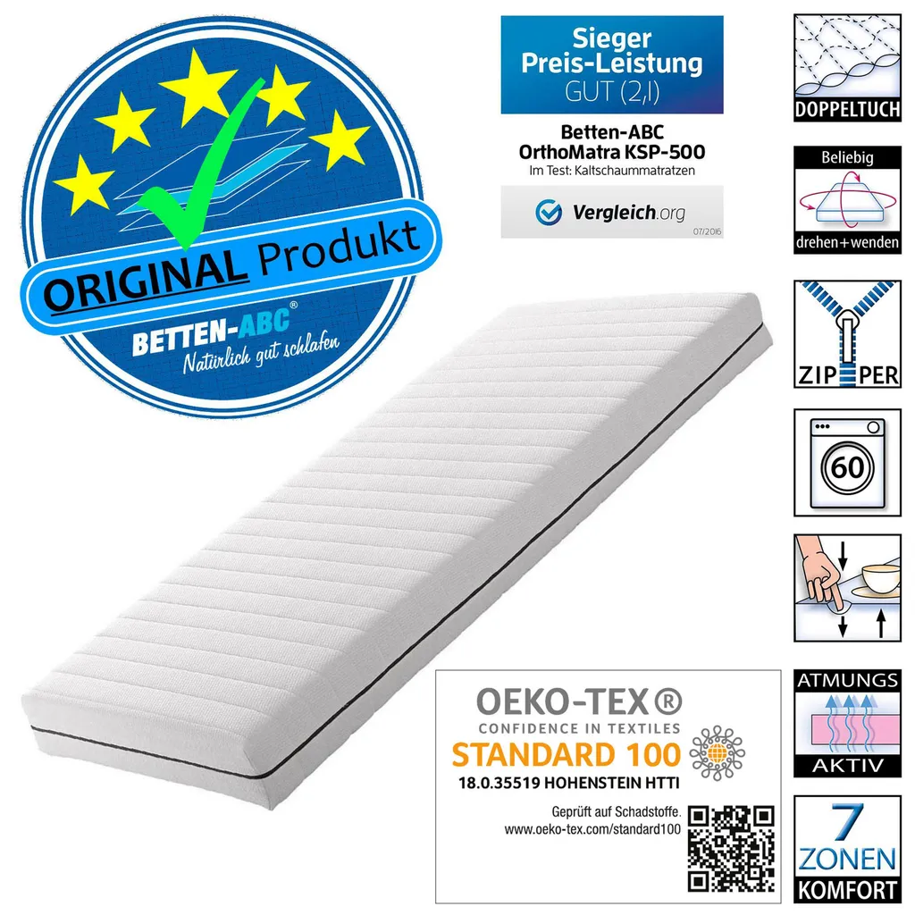 Matratzenset OrthoMatra KSP-500 - Das Original - 100x200 Cm, Härtegrad H3 + Lattenrost Superflex NV – Bild 4