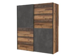 Schwebetürenschrank Kleiderschrank DEDERIK Old Wood - Grau 170 Cm - Die Möbelfundgrube