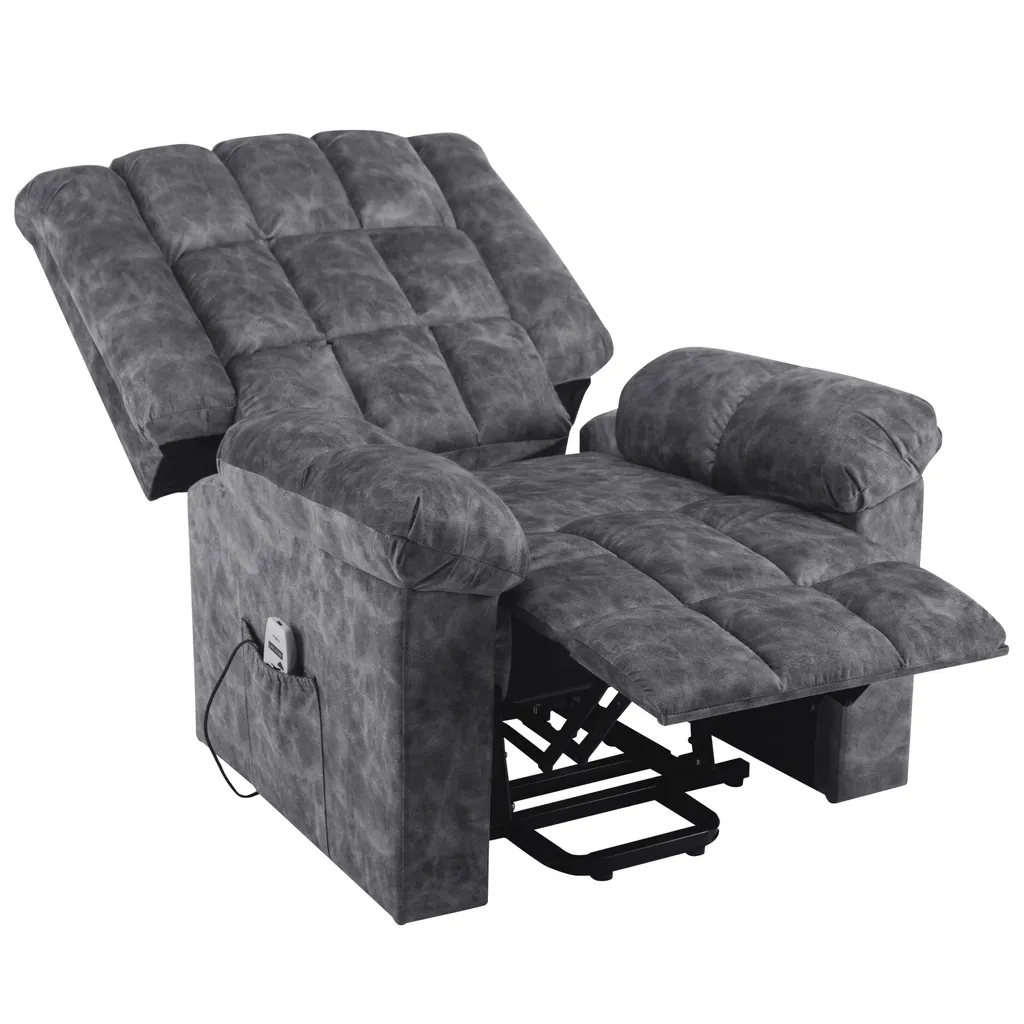 Merax TV-Sessel Elektrischer Aufstehhilfe Fernsehsessel Relaxsessel Mit Liegefunktion, Wärmefunktion Und Massagefunktion, Massagesessel Inkl. Timer Und Fernbedienung, Grau – Bild 9