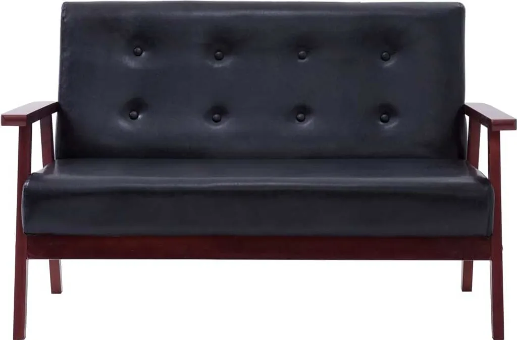 VidaXL 2-Sitzer-Sofa Schwarz Kunstleder – Bild 3