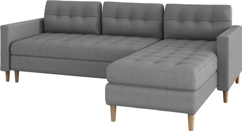 Selsey - Ecksofa / Eckcouch KOPENHAGA In Grau Mit Federkern, Bettfunktion, Hocker, Holzfüßen, Ottomane Links Oder Rechts – Bild 4