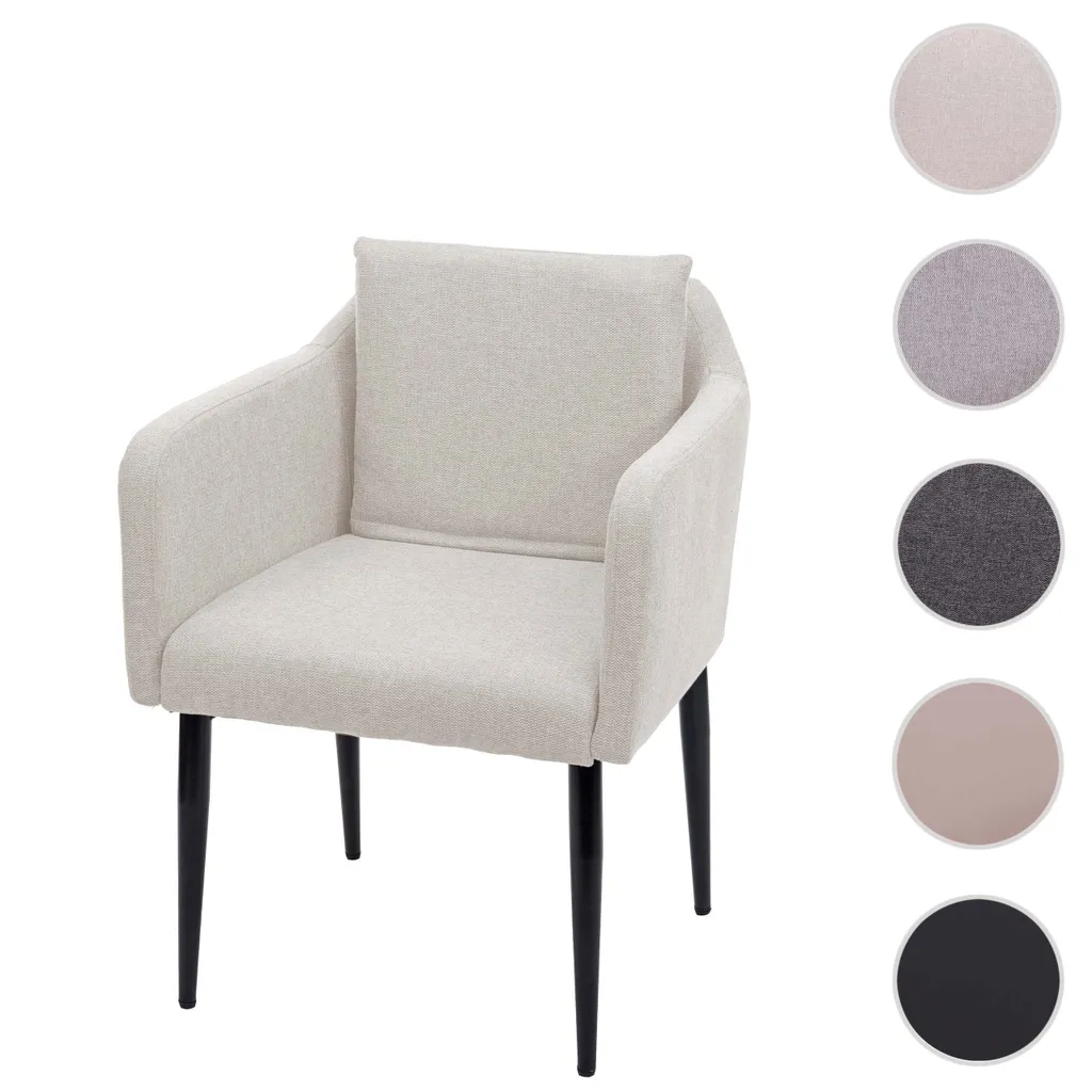 Esszimmerstuhl HWC-H93, Küchenstuhl Lehnstuhl Stuhl Stoff/Textil Creme-beige – Bild 8