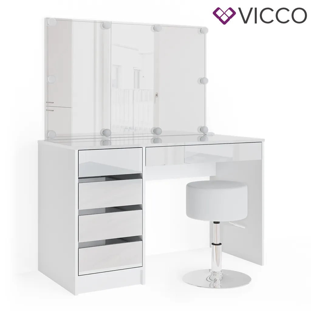 Vicco Schminktisch – Stilvoller Frisiertisch Mit Spiegel Und Schubladen – 120 X 55 Cm, Weiß – Bild 2