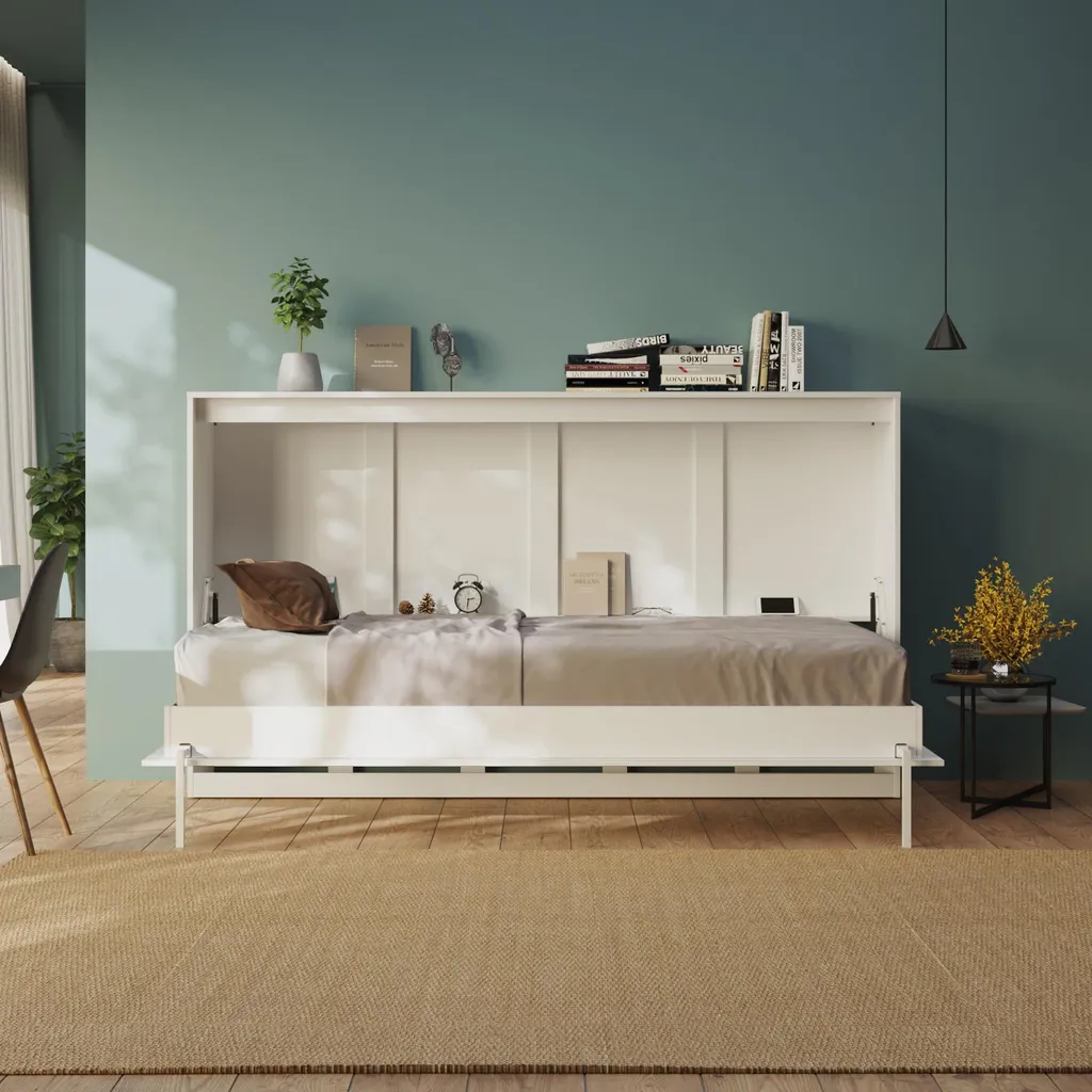 SMARTBett Schrankbett Classic 100x200cm Horizontal Weiss – Bild 16