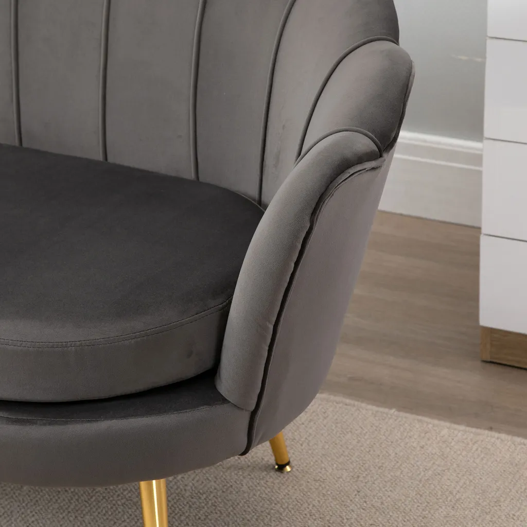 HOMCOM 2-Sitzer Stoffsofa Zweisitzer Loungesofa Mit Weichen Und Großzügigen Kissen Polstersofa Sitzmöbel Polstermöbel Designsofa Elegant Samt Polyester Grau 130 X 63 X 73 Cm – Bild 9