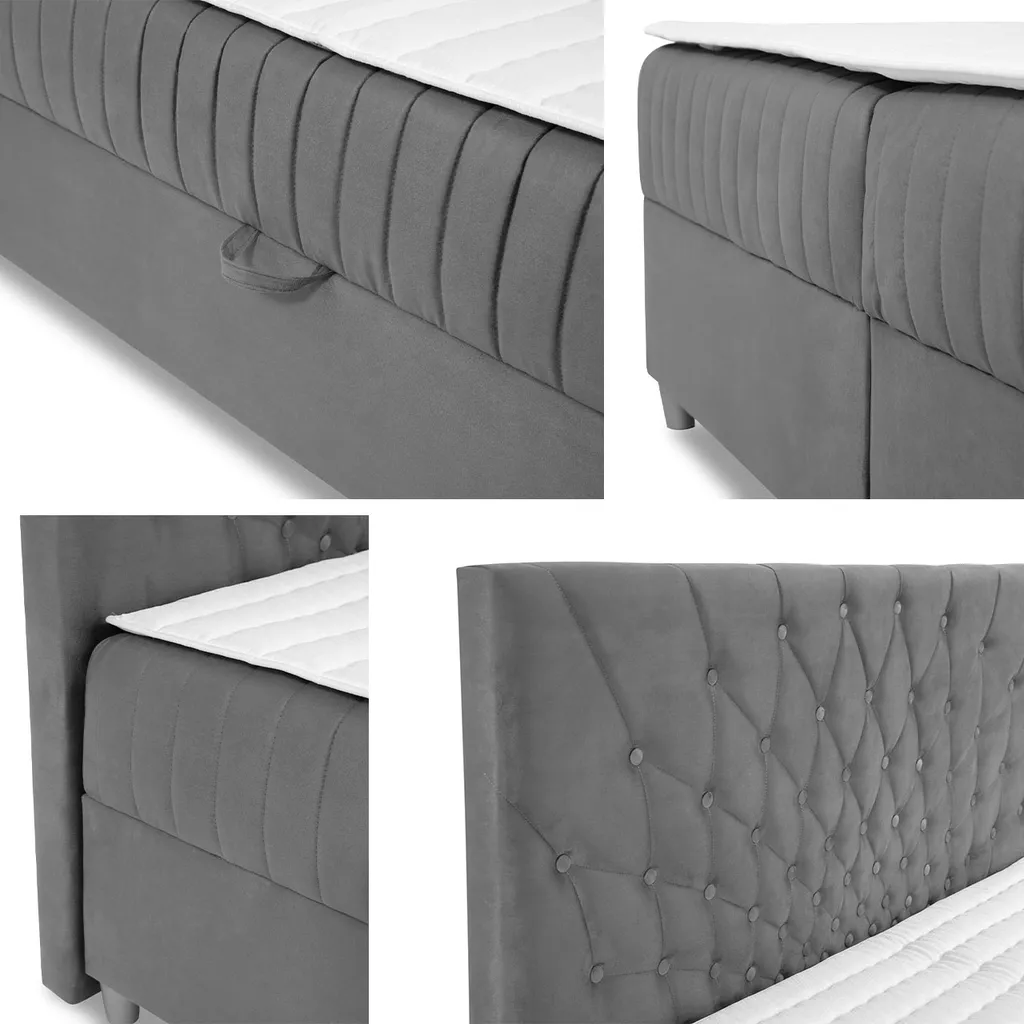 Mirjan24 Boxspringbett Prowansja, Ehebett Mit Zwei Bettkästen, Doppelbett Mit Topper, Schlafzimmer (Manila 18, Größe: 180x200 Cm) – Bild 6