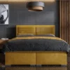 FURNIX Boxspringbett Mit Bettkasten Topper Polsterbett RELIO 180x200 Gold Gelb KR01