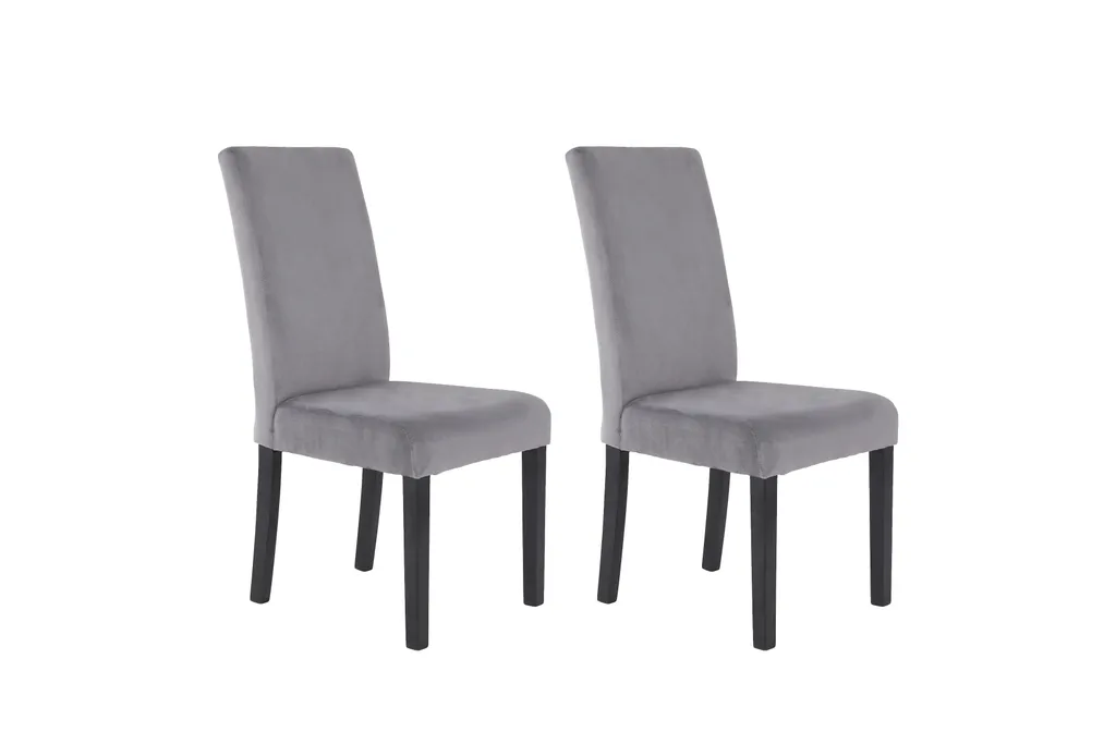 ByLIVING Esszimmerstuhl Silvio 2er-Set, Samt Bezug In Grau Mit Rautensteppung, Gestell Rubberwood Schwarz – Bild 9