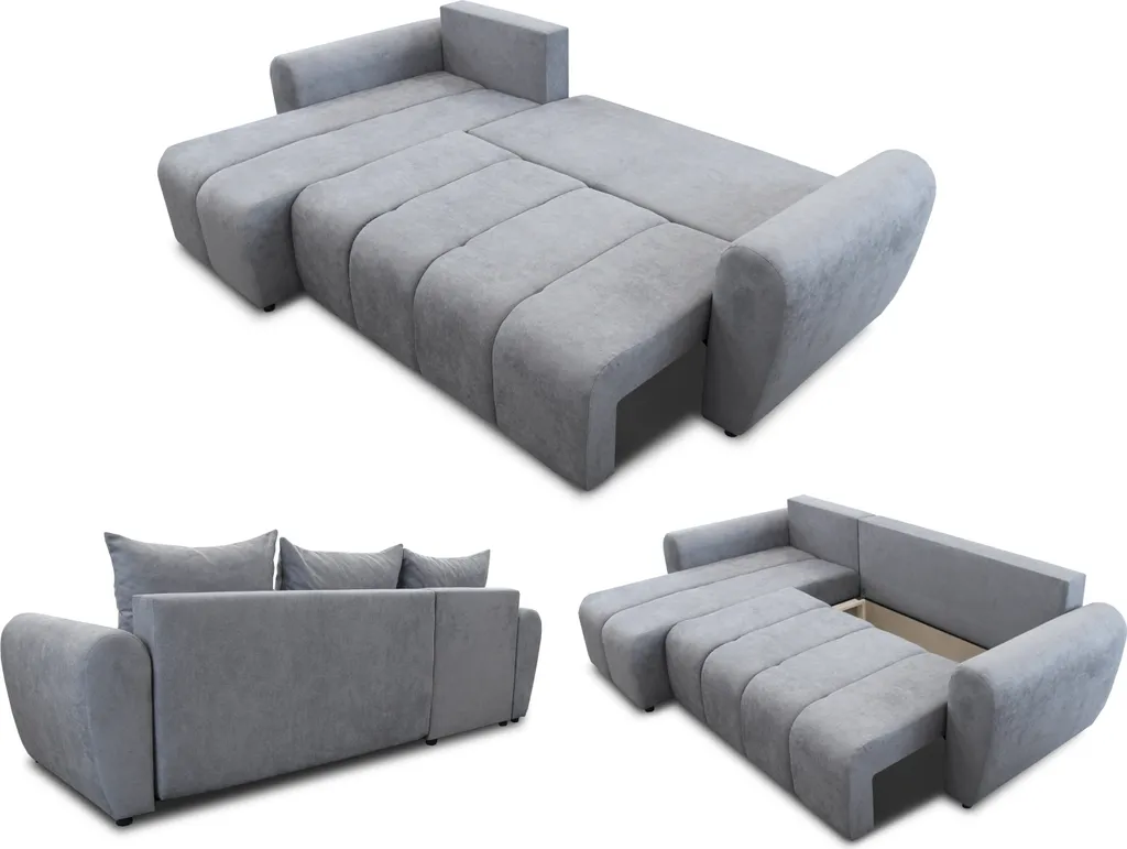 Ecksofa Cleo L Mit Schlaffunktion - Sofa Mit Bettkasten, Polsterecke, Couchgarnitur, Eckcouch, L-Form Couch, Sofagarnitur - Ottomane Universal (Schwarz (Soro 100)) – Bild 2