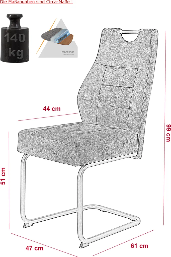 2er Set Esszimmerstuhl Linda - Samtvelour Vintage Anthrazit - Metallgestell Rundrohr Pulverbeschichtung Grau - 140kg Belastbar – Bild 2