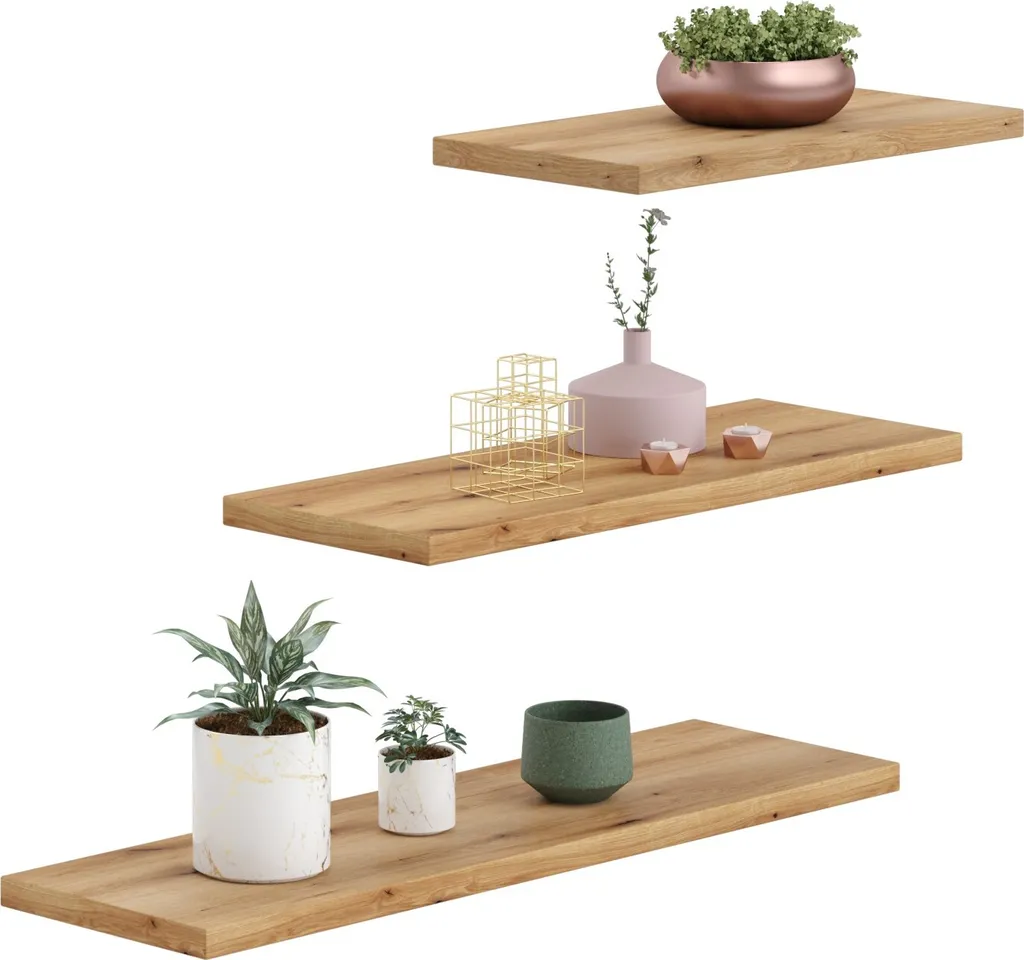 Wandregal 3 Stück 30cm 45cm Und 60cm Breit, Wandboard, Dunkles Holz Schwebe-Regal Für Bücher, Bilder, Deko, Wohnzimmer, Schlafzimmer, Esszimmer, Flur