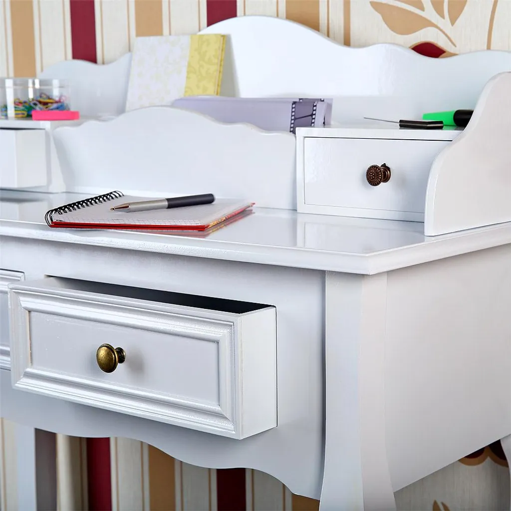 Mucola Antiker Sekretär In Weiß Schreibtisch Schminktisch Shabby Chic Landhausstil Schreibsekretär Computertisch Arbeitstisch Tisch – Bild 6