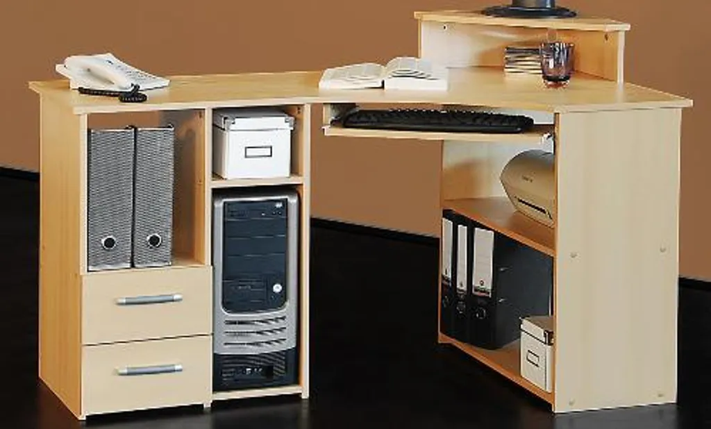 Sachs Eck-Schreibtisch Buche Schreibtisch Bürotisch PC-Tisch Buche - (292)