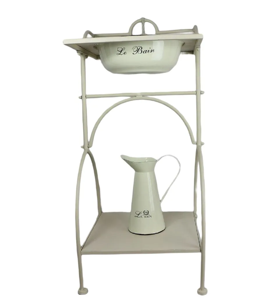 Waschtisch, Waschtischset, Badezimmertisch Mit Schüssel Und Kanne Aus Emaille – Bild 2