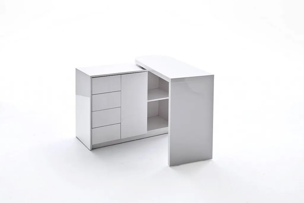 Schreibtisch Und Regal Mit Drehfunktion Hochglanz Weiß MATT – Bild 10