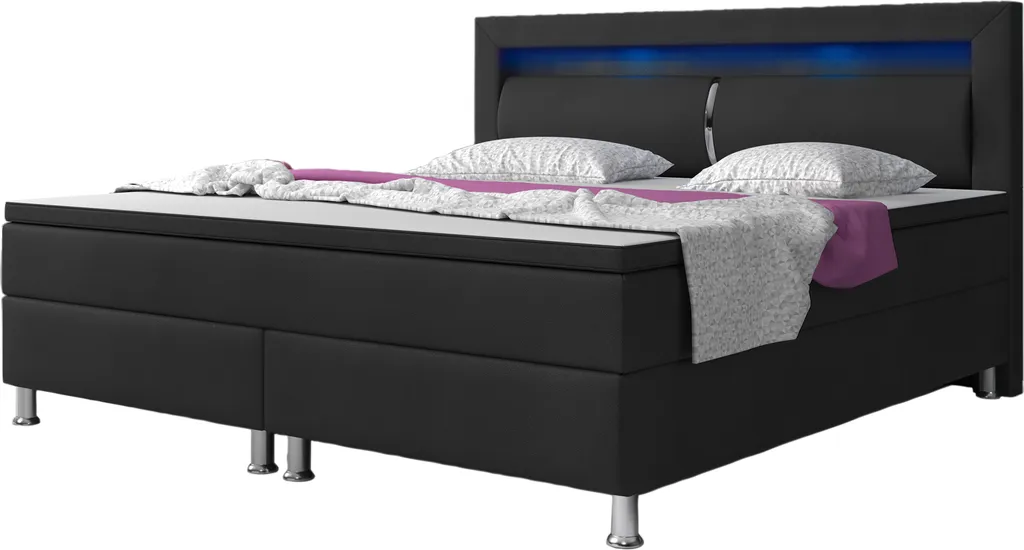 Inter Handels Boxspringbett Milano 180 X 200 Cm, Schwarz, 7-Zonen-Taschenfederkern-Matratze – Bild 5